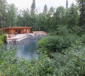 A picture of Liard Hotsprings. Like a giant hot tub in the woods.