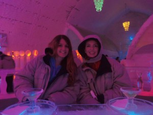 A picture from our trip to the Ice Museum (and bar!) at Chena Hot Springs, outside of Fairbanks. To paraphrase my sister on this photo, guess which one lives in Minnesota?