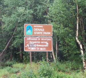 Important note on this bullet-destroyed sign: it was about ten feet from the road between Anchorage and Fairbanks.