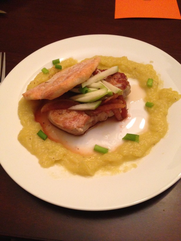 The ultimate result (and yes, I put wine in the pork chop sauce. If it wasn't good, I at least wanted it to have the redeeming quality of alcohol).