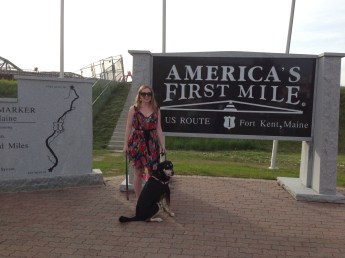 This is how I would have dressed on the Key West end as well. Not quite how I would dress in Fort Kent today, when the high is 2. Yes, 2. In related news, that bridge behind us in the picture goes to Canada.