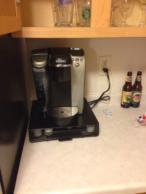 Paul and I had different ideas as to what small kitchen appliances were necessary. He needed the Keurig (superfluous to me, quite possibly the only attorney in the world who doesn't drink coffee).