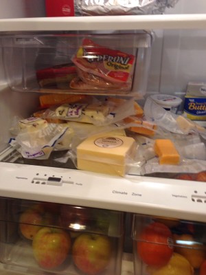We brought half of a refrigerator shelf full of cheese. Apparently, we were worried we wouldn't be able to get any in Wisconsin.