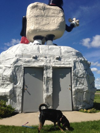 There is also a bathroom in the statue's pedestal. It's a roadside attraction and rest area all in one!
