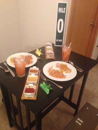 The final result: Swai with a mango/margarita salsa and a side of French fried potatoes (I kept up the theme with what I made - not necessary, but I thought it was quite clever). For the fries, there were three sauces - a Heinz 57 ketchup sauce, a mango margarita mustard, and a Heinz 57 mango sauce.