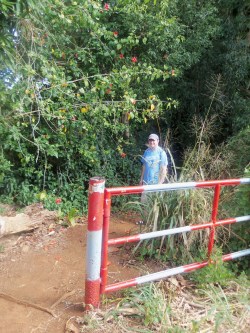 This is the trailhead. It was not as inconspicuous as we first thought it was. What with all the red and white reflective tape.