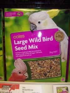 These are not exactly the pictures one would use to illustrate "Wild Bird Seed Mix" here in the United States.