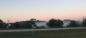 On the plus side, the early morning meant we got to see some beautiful scenery and fog along the road.